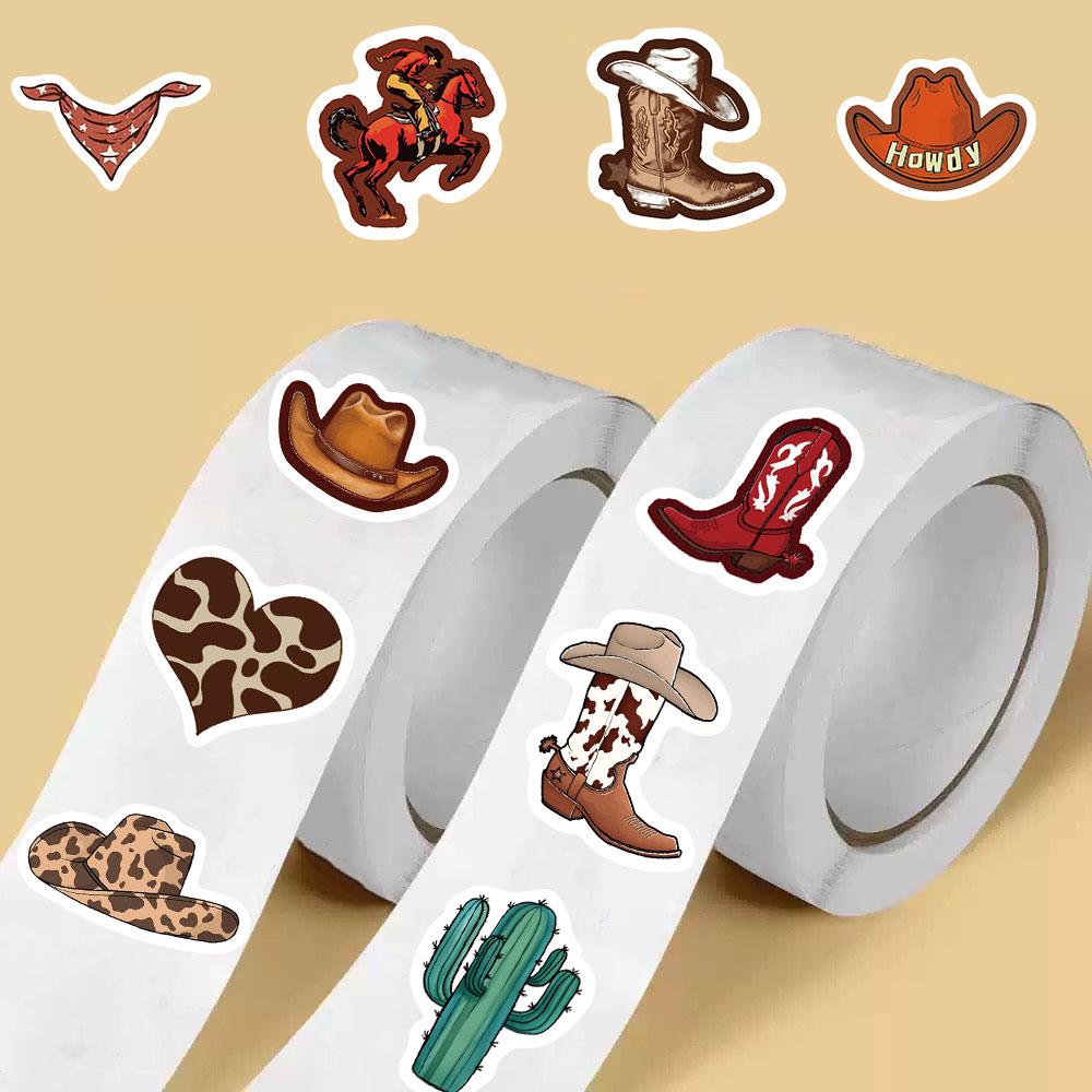 500PCS COWBOY Roll Stickers Nostalgia Harajuku Cartoon Reward Scrapbooking Coffee Phone Art Picture Skateboard Fashion Sticker