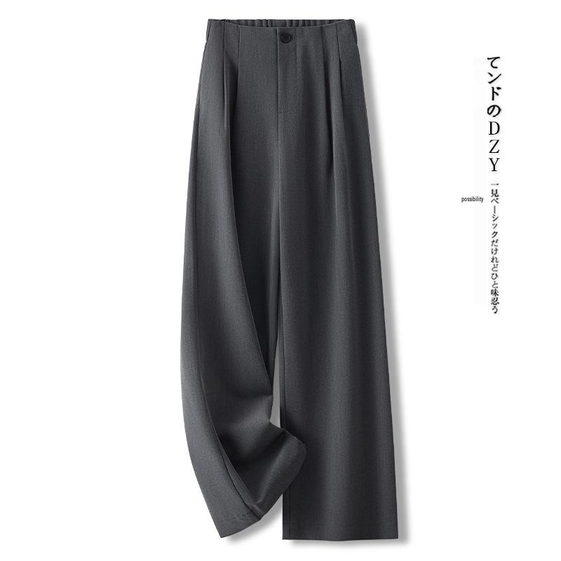 

Spring & Autumn 2025 Women s Gray Wide-Leg High-Waisted Drapey Floor-Length Pants XL /29 [Recommended for 115-125 lbs]