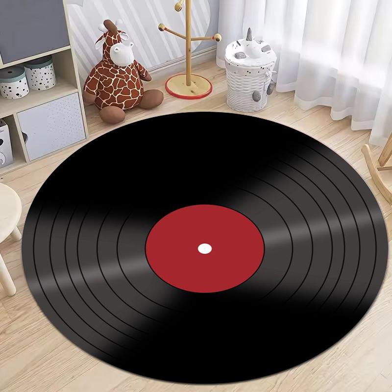 

Retro Vinyl Record Round Rug Popular Music Record CD Pattern Circle Carpet for Living Room Bedroom Decor Rug Chair Doormat 60cm