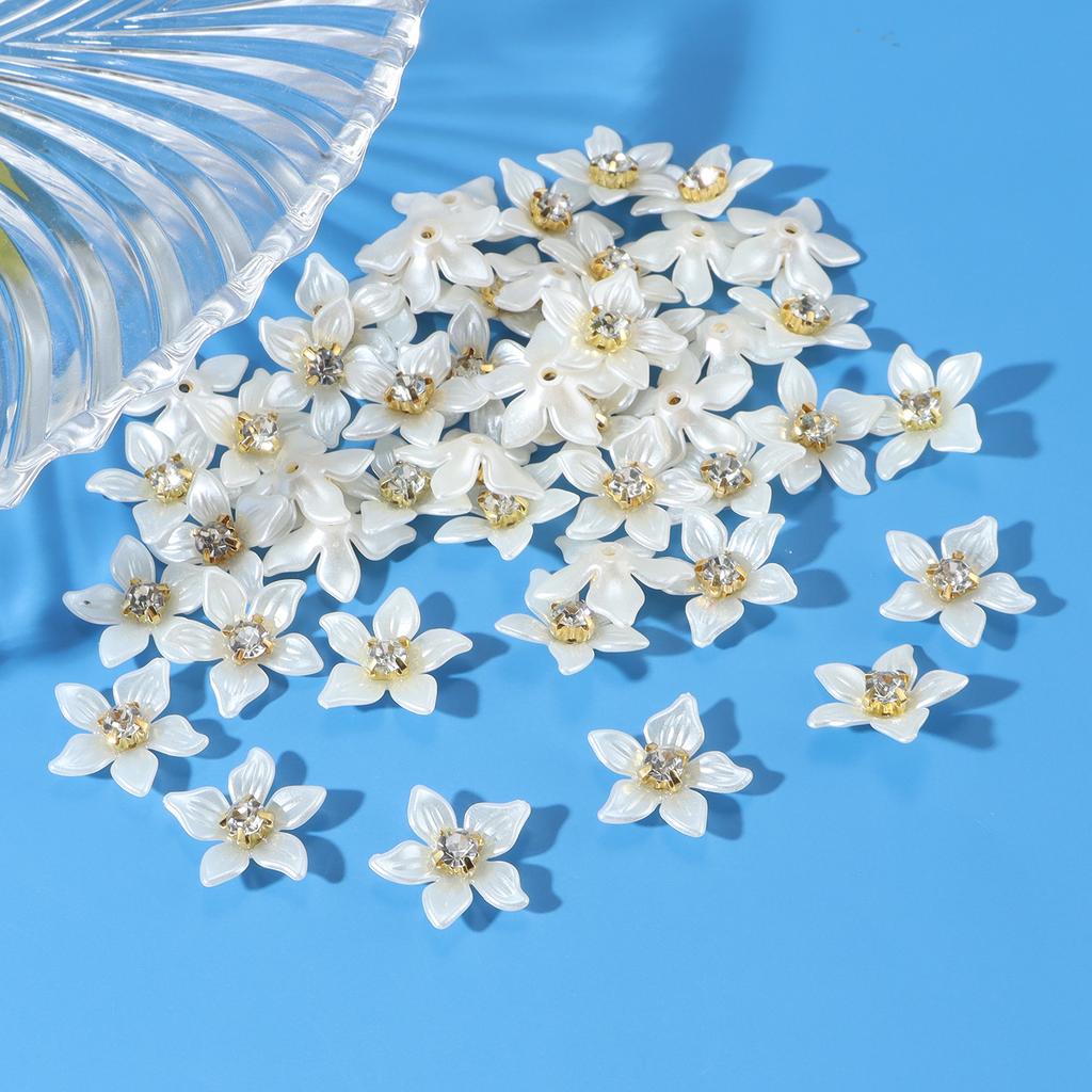 New 50pcs oversized gold background with diamond pearl flowers, DIY earrings, necklaces, headwear, jewelry making crafts