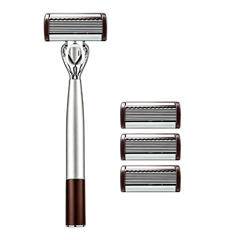 Manual Razor Set for Men, 8-Layer Blade Shaving Head for Face, Beard, Moustache and Travel Use