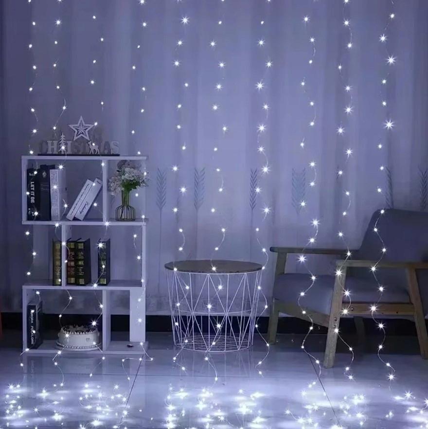 Garland Light Curtain for Window 3X3M Cold Color