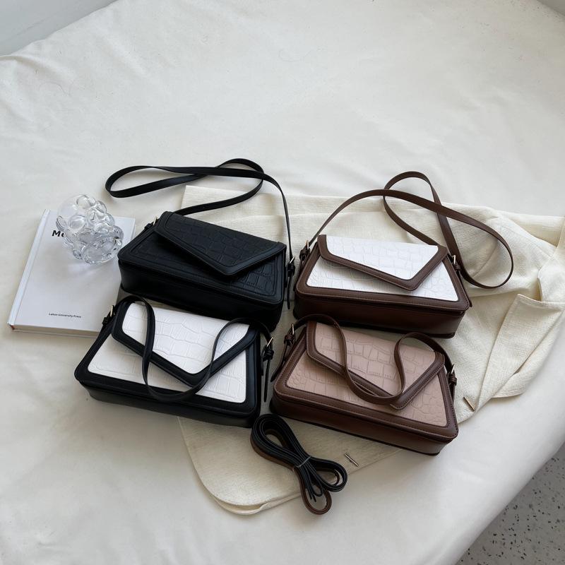 New Fashion Simple Niche Design Contrasting Color Flip Bag Versatile Shoulder Messenger Women's Bag