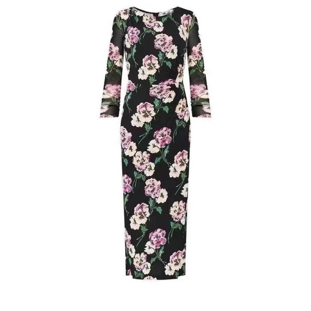Elegantes französisches figurbetonendes florales Netz-Kleid mit Taillenschnürung
