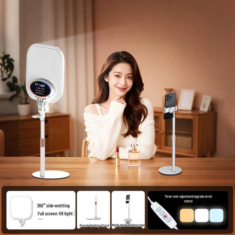 Live Streaming Soft Face Light with Desk and Floor Stand for Beauty and Photography