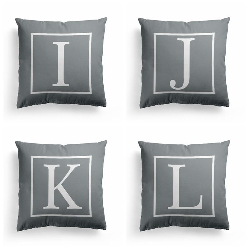 45x45cm Pillow Cover Letter Alphabet Printed Grey Pillowcase Decorative Pillows Cushion Cover Use For