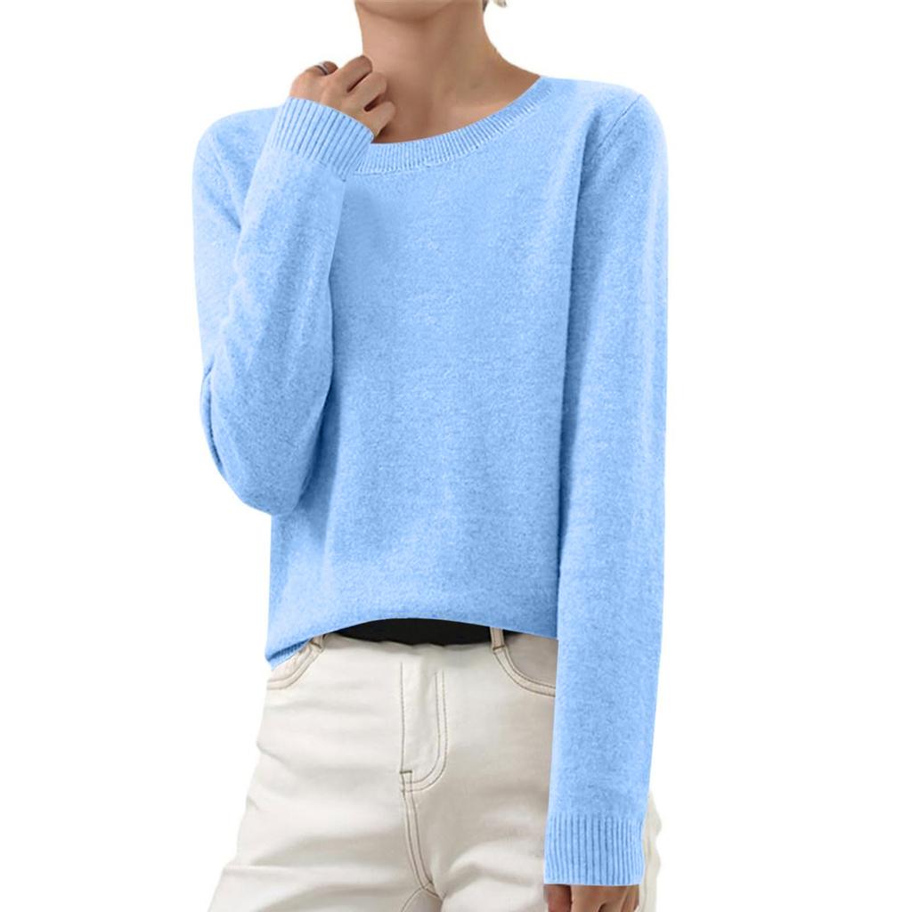 Women's And Winter Fashion Long-sleeved Basic -neck Loose Pullover Sweater Top
