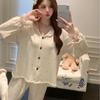 Women's Velvet Polka Dot Long Sleeve Pajamas Set - Double-Sided Fleece, Thickened Homewear for Autumn/Winter 2025