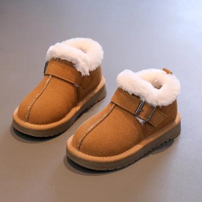 New Children's Short Boots Winter Versatile Girls Causal Cotton Boots Fashion Non-slip Kids Outdoor Boy Snow Boots Solid Color