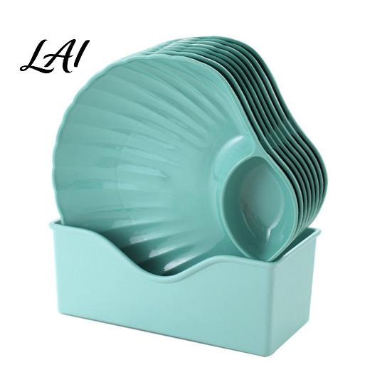 Shell Plate with Dipping Compartment Shaped Chips And Dip Plates Built-in Sauce Compartment Reusable Plastic Serving Dishes Small Fruit Platters for