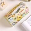 3d Visual Effect Flower Printed Tissue Box Ins Style Paper Napkin Case Cute Pu Leather Home Car Paper Storage Boxes Girls Gifts