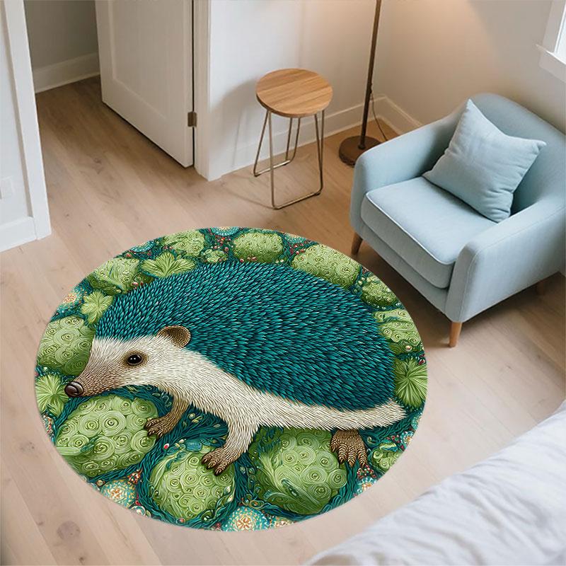 Hedgehog Pattern Round rug,Carpet Rug for Living Room Bedroom Playroom ,Non-slip Floor Mat,Holiday Gifts and Birthday Gifts.