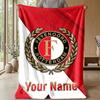 Feyenoord Custom Name Text Flannel Blanket Soccer Logo Personalized Fleece Throw Blanket Special Gift For Sofa Bedroom Home