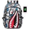 Specially Designed for Elementary School and Children's Backpacks with Shark Personalized Pattern Printing, Large Capacity Lightweight Backpacks