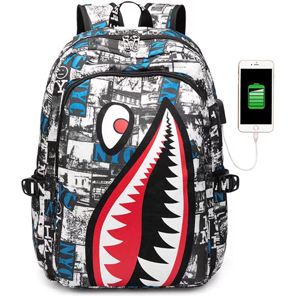 Specially Designed for Elementary School and Children's Backpacks with Shark Personalized Pattern Printing, Large Capacity Lightweight Backpacks