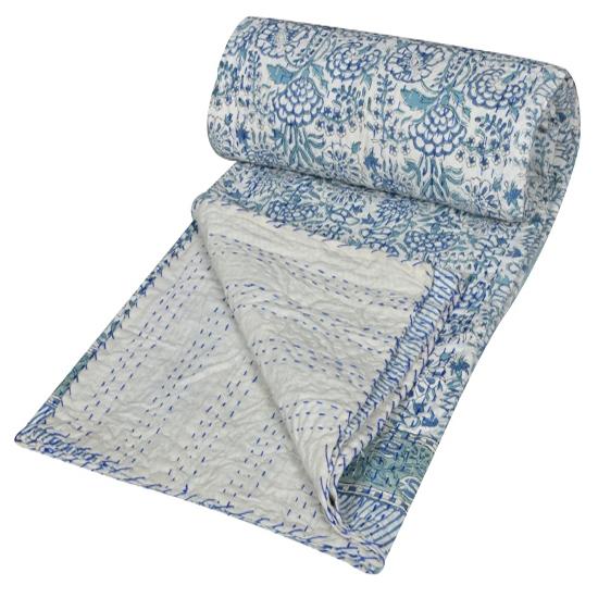 

Новый ручной блок с цветочным принтом одеяло Kantha индийское одеяло Kantha покрывало Kantha одеяло Gudari один размер Kantha ручной работы