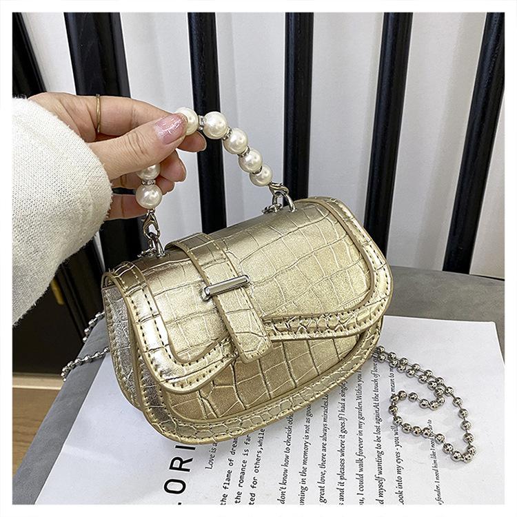Stone Pattern 225 Summer New Fashion Simple Glossy Pearl Portable Shoulder Small Square Bag