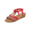 Fashion Women Wedge Sandals Summer Bohemia Rhinestones Casual Platform Middle Heel Sandals Female Peep Toe Outdoor Beach Sandales Shoe