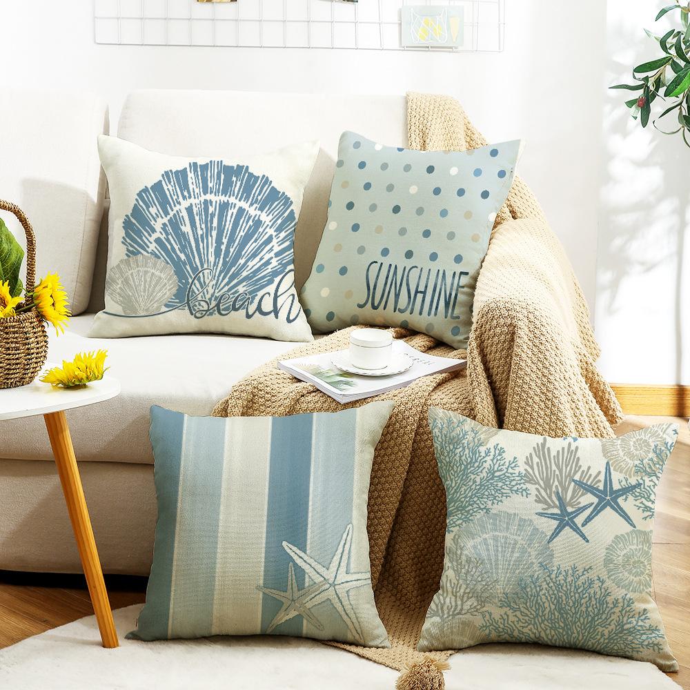 New Spring and Summer Pillow Case Small Fresh Modern Simple Plant Ocean Shell Home Pillow Case
