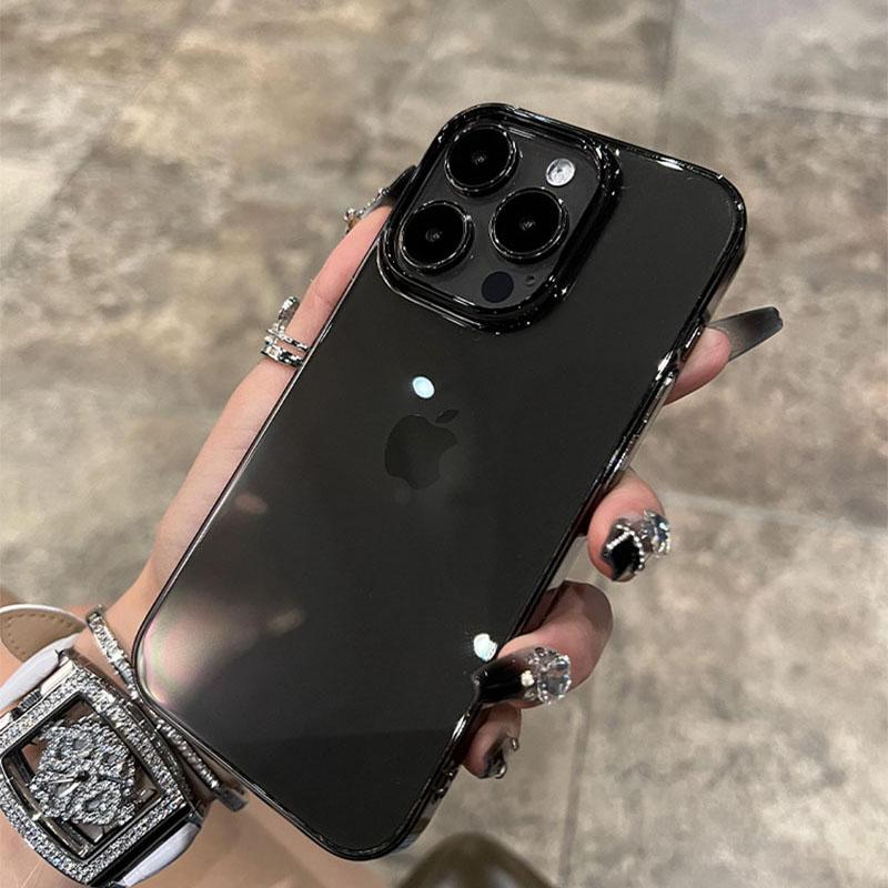 Luxury Transparent Black Ultra Thin PC Phone Case For iPhone 16 15 14 Plus 13 12 Pro Max Shockproof Slim Silky Skin Back Cover