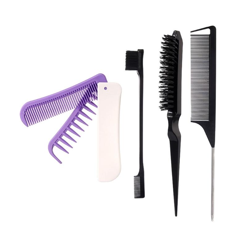 4Pcs Detangling Brush Set Edge Brush Teasing Brush Hair Styling Comb Metal Pin Ratted Tail Combs Folding Hair Comb