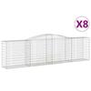 VidaXL Paniers à gabions arqués 8 pcs 400x50x100/120 cm Fer galvanisé, gabion, cage de gabion, panier de mur de gabion, mur 3147002