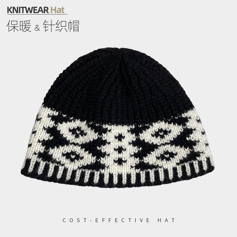 Wool Textured Knitting Beanie Women Cap Ear Protection Loose Fit Seasons Cold
