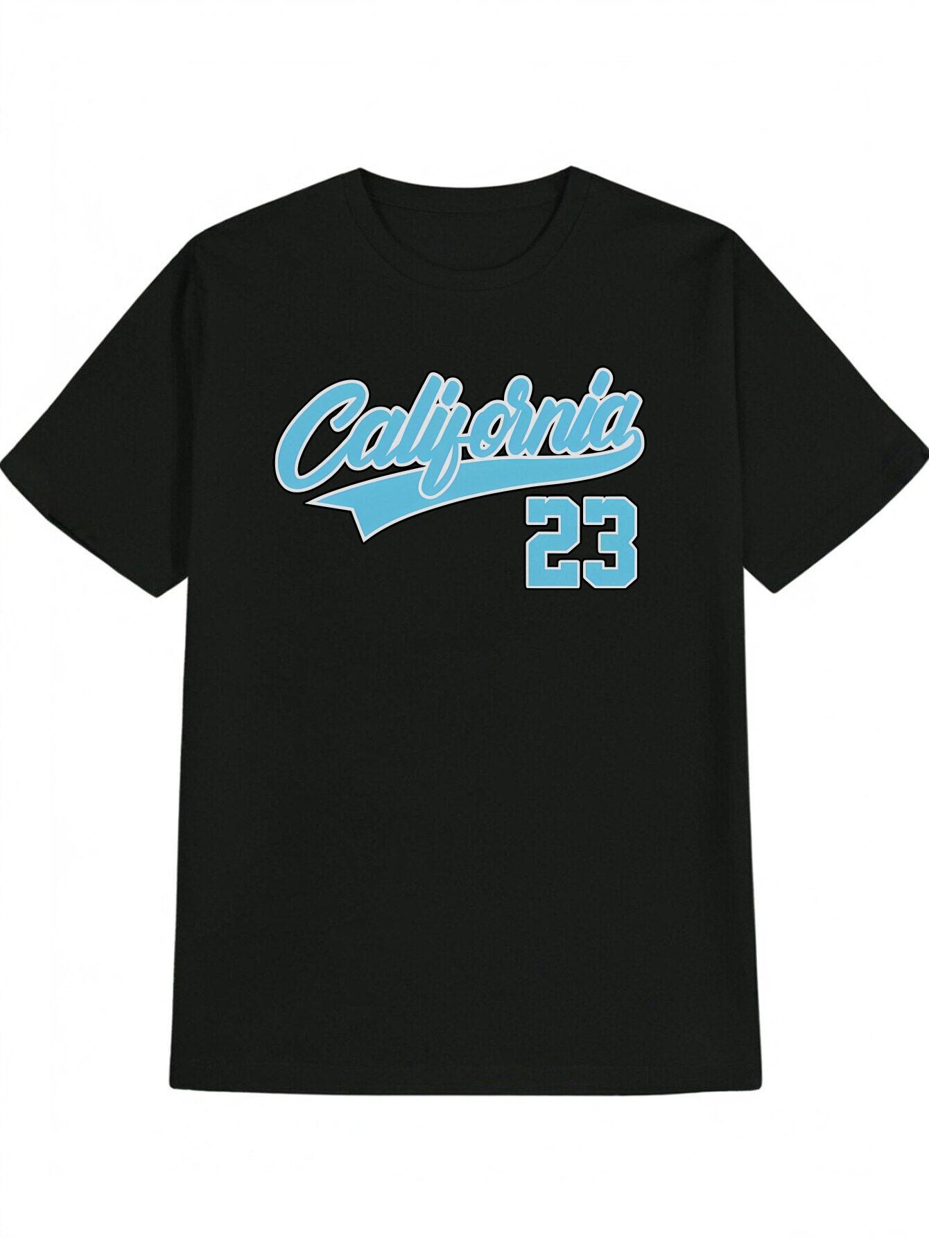 Casual California 23 Graphic T-shirt - Black with Blue Print S