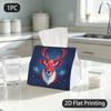 1pc Tissue Box, Flat Style Christmas Reindeer Festive Winter Pattern, 2D Flat Printing, Keeps Dust Out, Built to Last, Tissue Container, for The Dinin