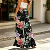 Women's Wide Leg Pants with Pockets High Waist Drawstring Casual Loose Fit Long Trousers Floral Print Lightweight Soft Fabric