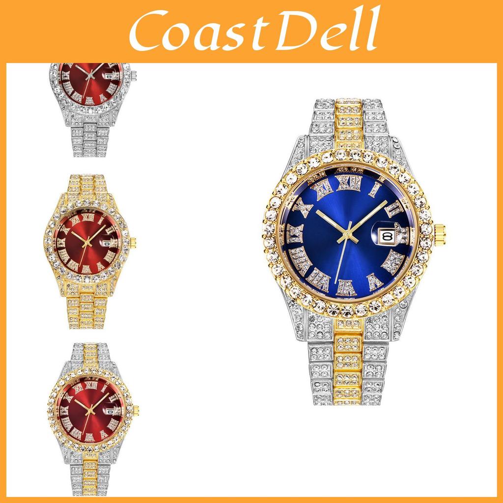 New Fashion Men's Steel Belt Quartz Watch Casual Business Calendar Full Drill Men's Watch Manufacturer