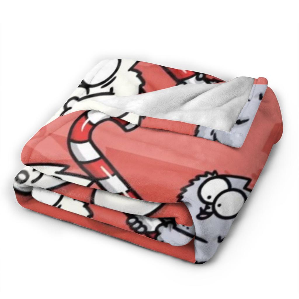 Comfortable Simons Cartoon Cat Cats Blanket Stuff Bed Decorative Throw Blanket Soft Flannel for Bedroom