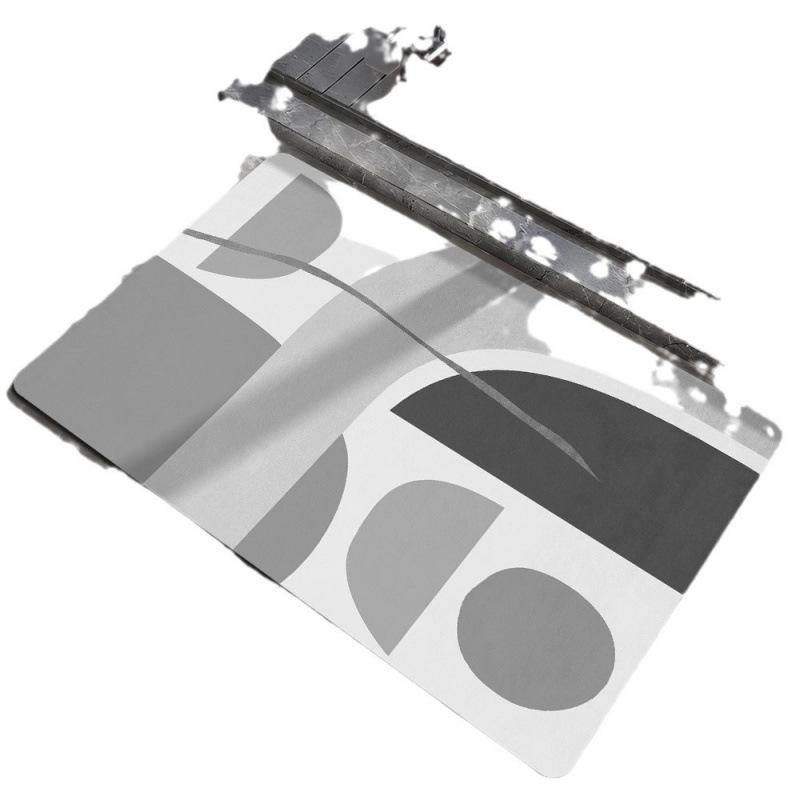 Geometrische graue Badezimmer-Bodenmatte – rutschfest, schmutz- und verschleißfest und pflegeleicht. Ideal für nordische Eingänge.