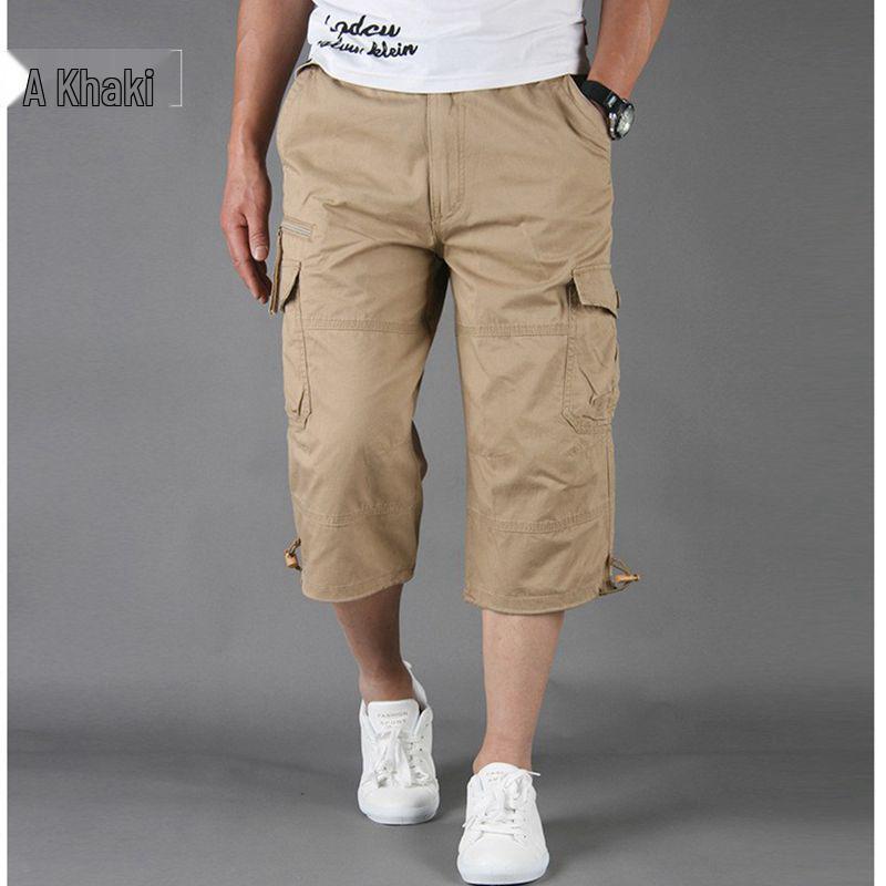Men's Multi-Pocket Loose Fit Cropped Overalls - Mid-Length Lightweight Outdoor Casual Shorts
