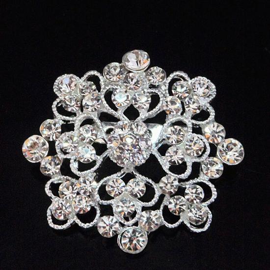 European & American Fashion Bridal Bouquet Brooch, Silver-Plated with Rhinestones, B854