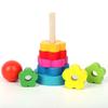 1pc Rainbow Tower Wood Blocks Color Shape Cognitive Play Kids Montessori Educational Wooden Toys for Children Stacking Ring Game