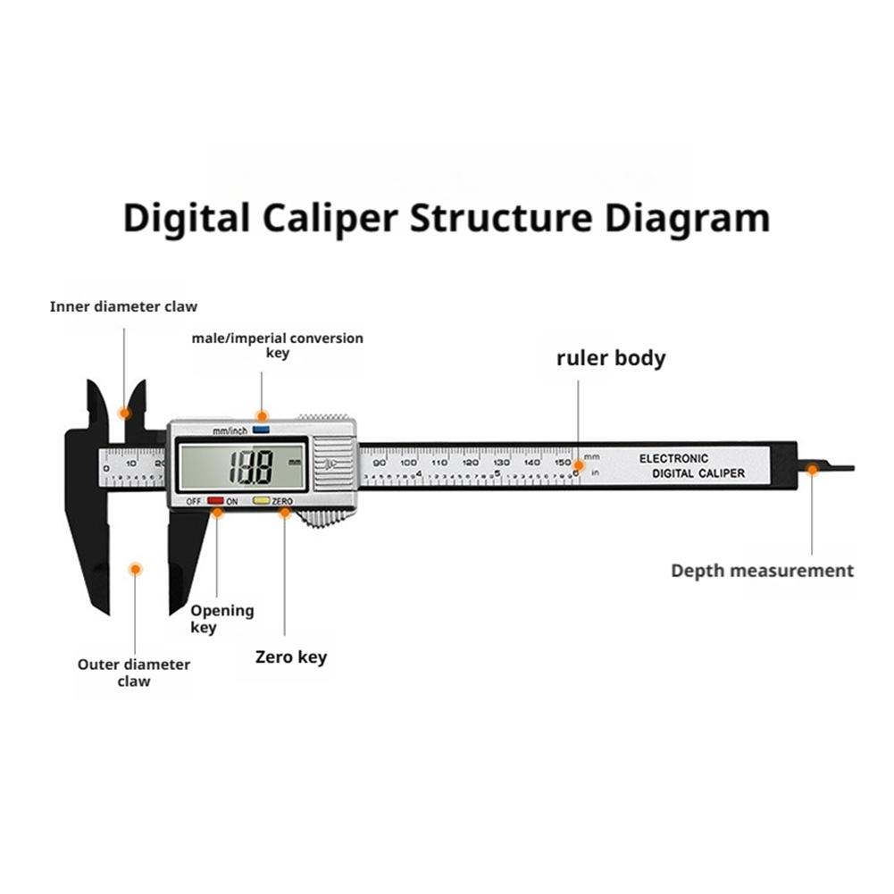0 to 150mm Plastic Vernier Caliper Digital Display Caliper Student Vernier Ruler Gauge Micrometer Measuring Tool Digital Ruler