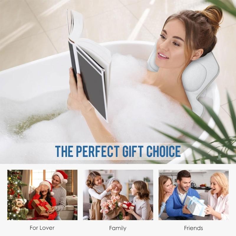 Nonslip Spa Mat Build in Lumbar Support for Back Comfort Easy Installation Fast Drainage Holes and Wide Compatibility