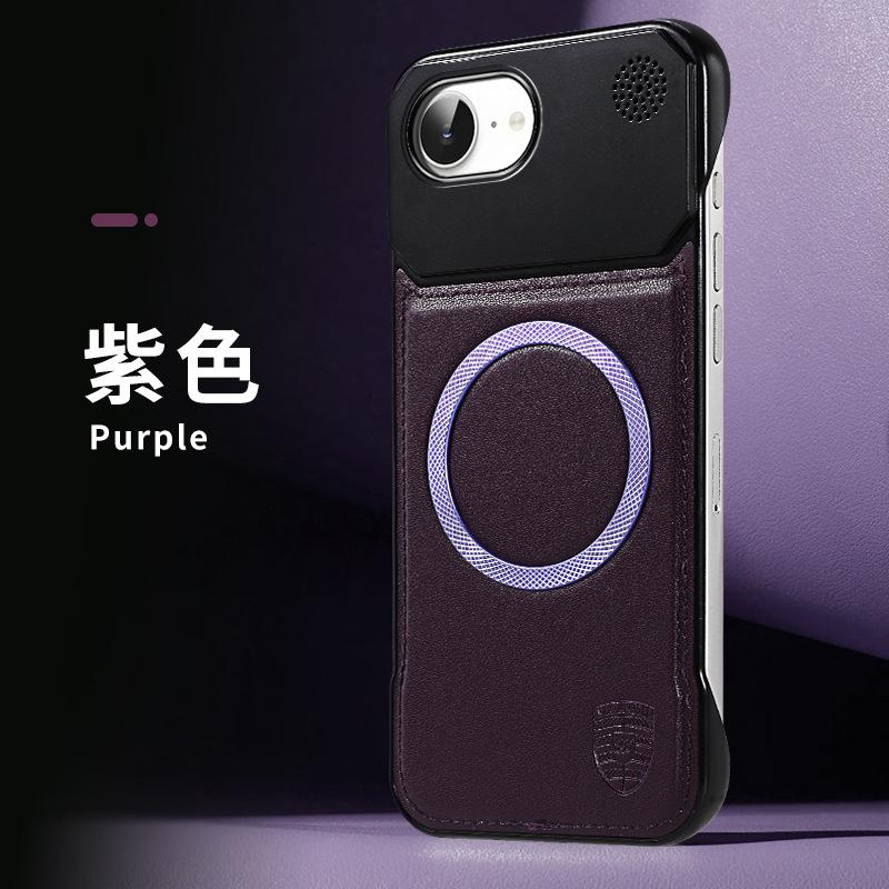 Skin-feeling Leather Pattern Magnetic Mobile Phone Case Is Suitable for Apple 16E Borderless Aromatherapy 14 Business Protective Case 11/12 Anti-drop.