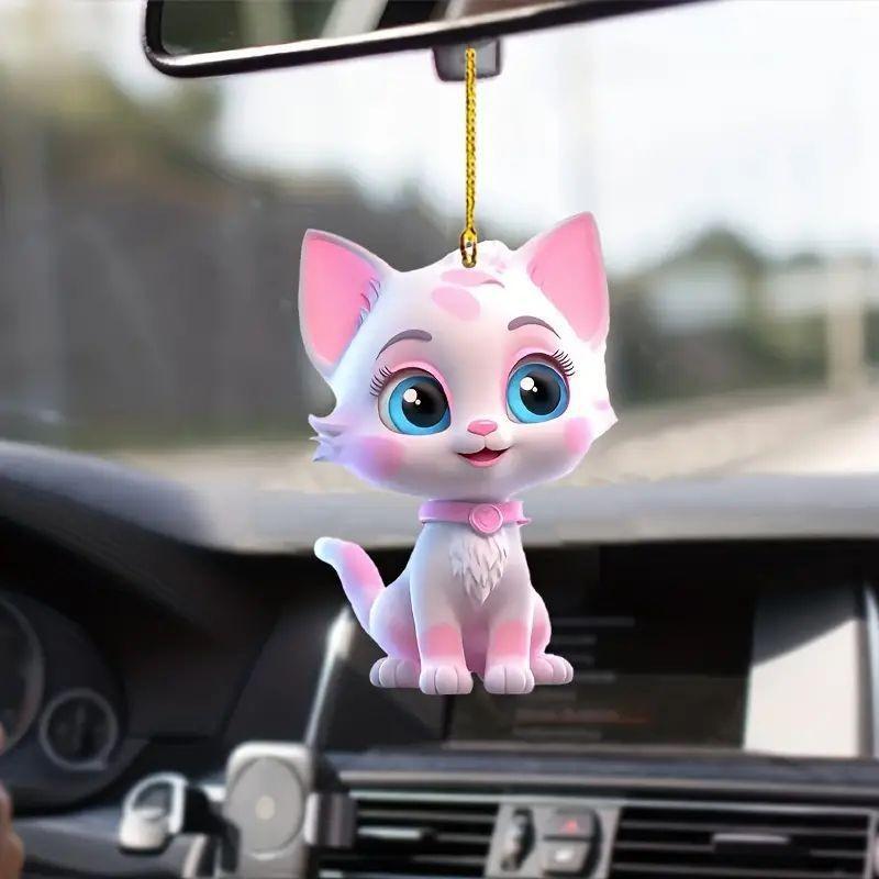 Adorable Pink Acrylic Cartoon Style Car Hanging Decoration For Trendy Vehicle Decor