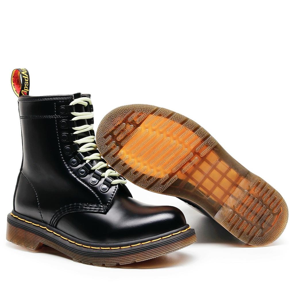 High Top 1460 Work Boots Women's Classic Hard Leather Open-edged Bead Boots Men's and Women's Glossy Leather Boots Round Toe Motorcycle Shoes