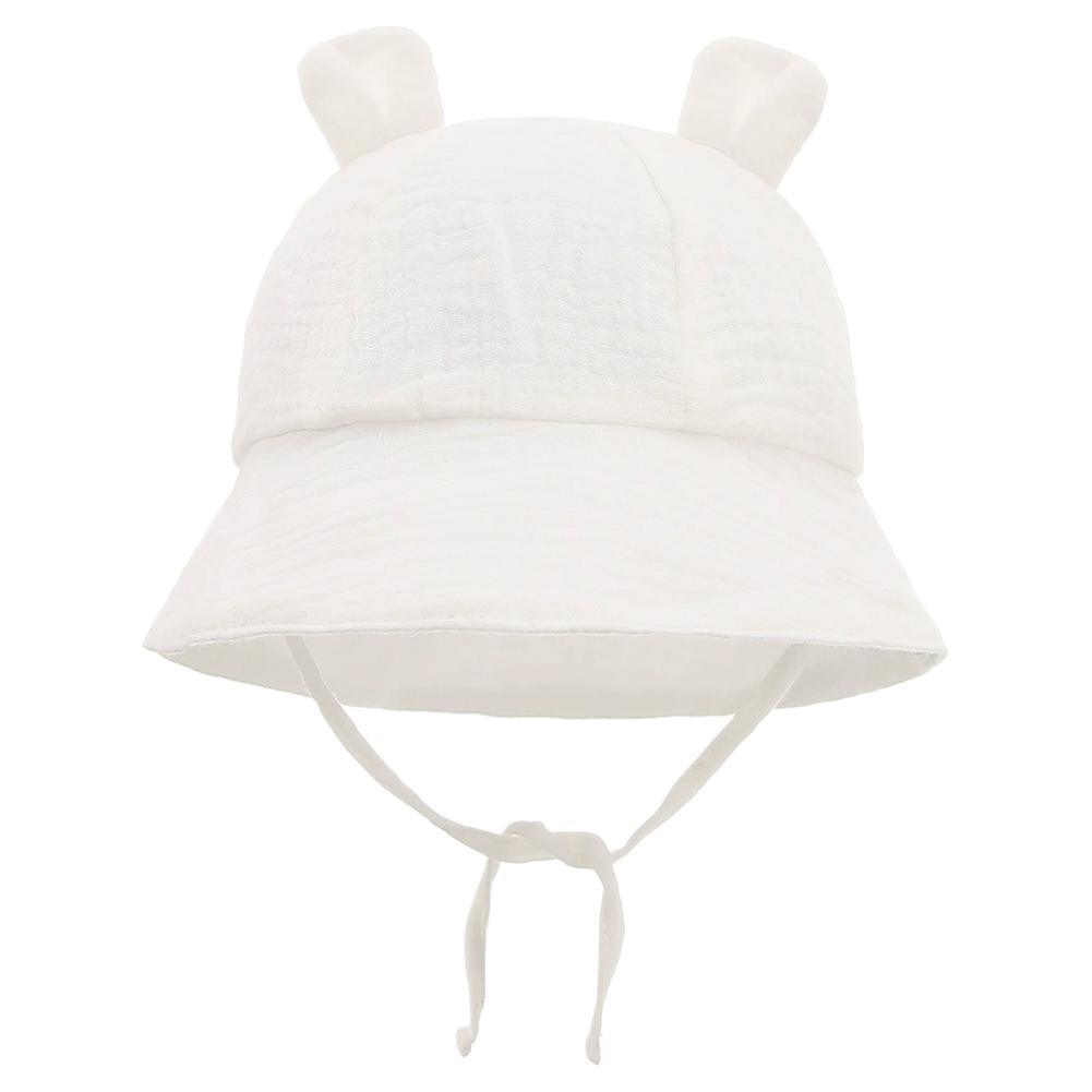 Solid Color Baby Sun Hat Pure Cotton European American Ear Fisherman Basin Cap Children s UV Protection Summer Outdoor Hat One size белый