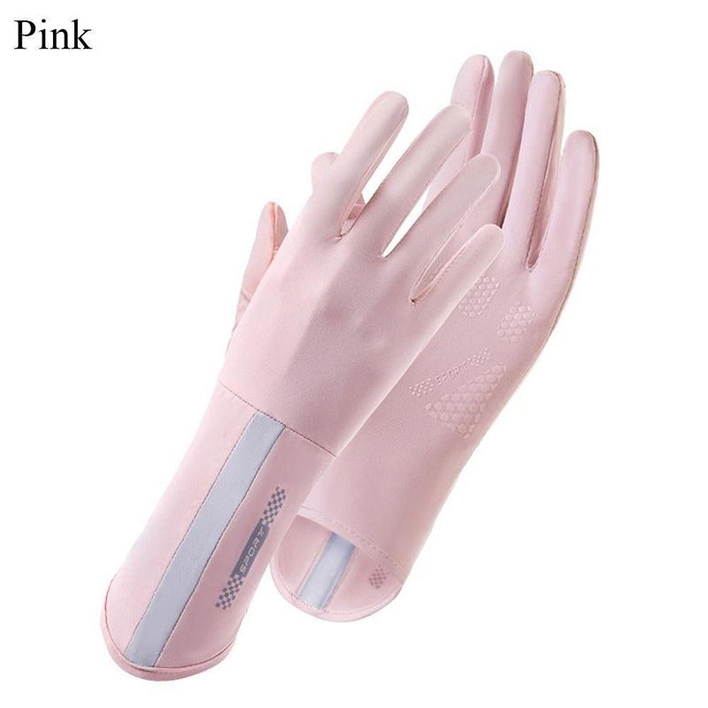 Summer Sunscreen Gloves Women Thin Ice Silk Anti-Ultraviolet Dew Finger Touch Screen Driving Riding Non-Slip Breathable Gloves