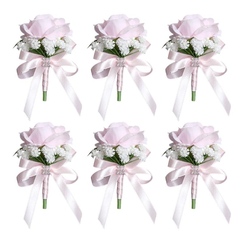 6 Stück Realistischer Seidenblumen-Anstecker Hohe Simulation Seidenrosen-Ansteckblume für Bühnenauftritte und Hochzeitsfeiern