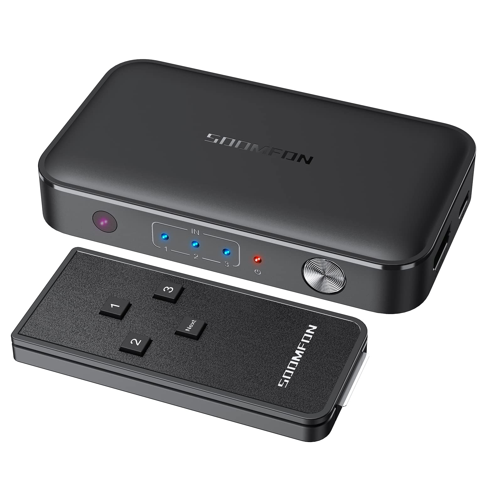 

HDMI Switcher 3 Inputs 1 Output SOOMFON HDMI Switcher with Remote Control HDMI Selector 3D Compatible Manual Switching to work with - 4K@30Hz
