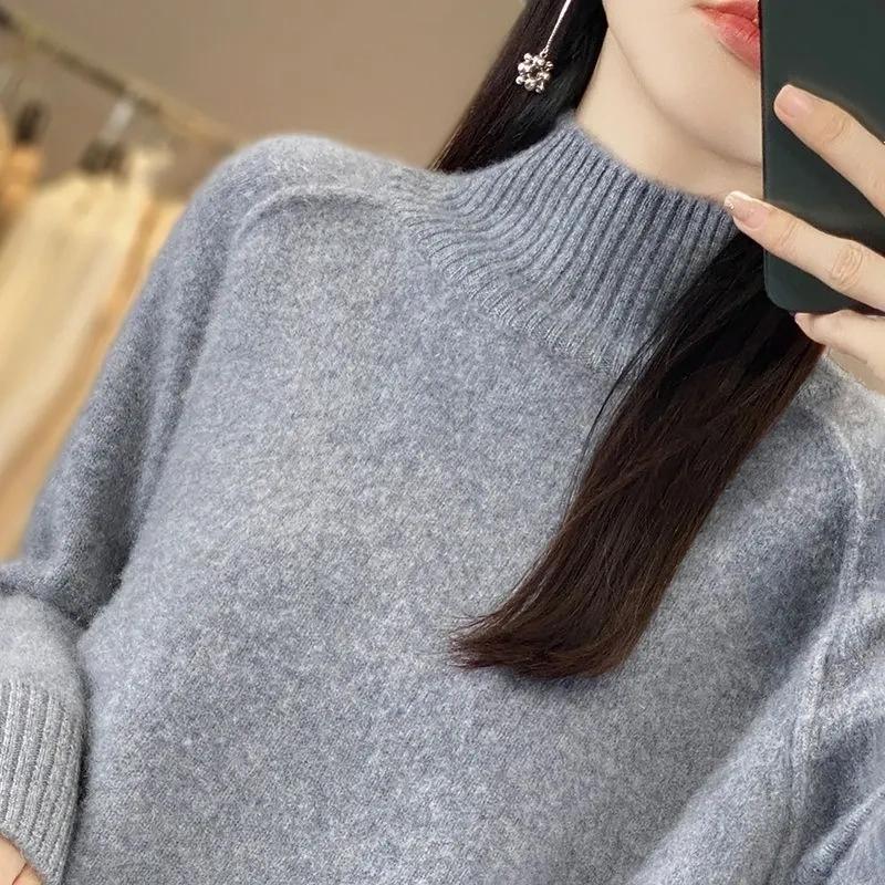 Autumn and Winter Large Size Loose All-match Western Turtleneck Knitted Sweater Sweater Jacket To Keep Warm
