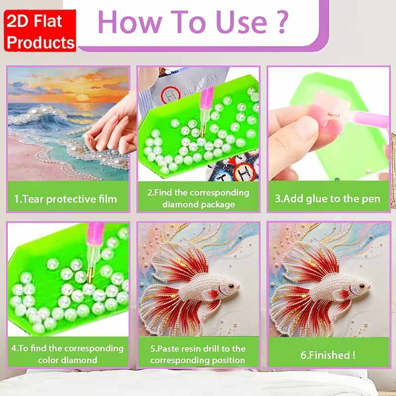 Betta Fish Pearl Painting DIY Living Room Hanging Painting Art Ornament Decorative Painting Home Decoration