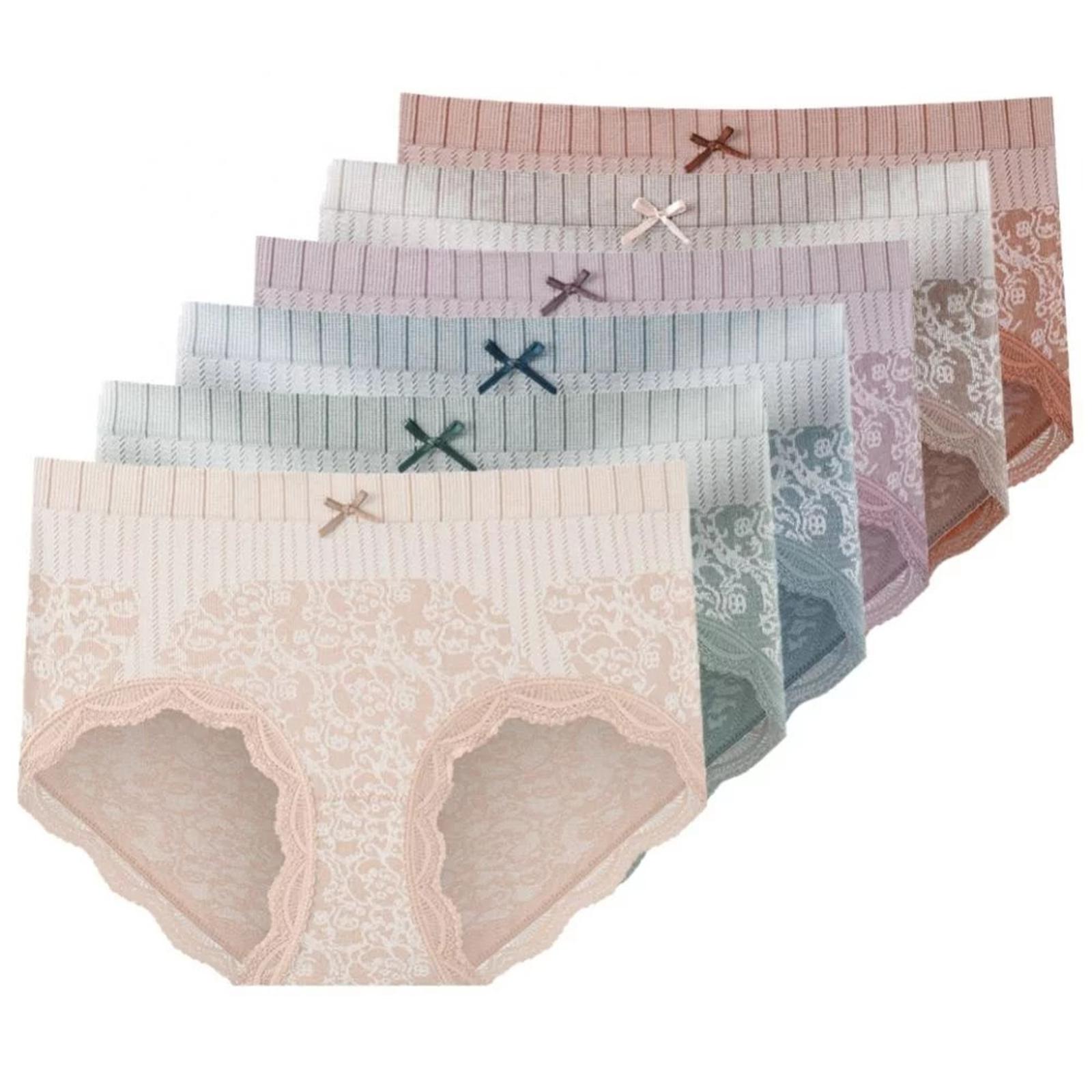 6-Pack Women s Lace Cotton High Waist Briefs Seamless Soft Underwear with Tummy Control One Size
