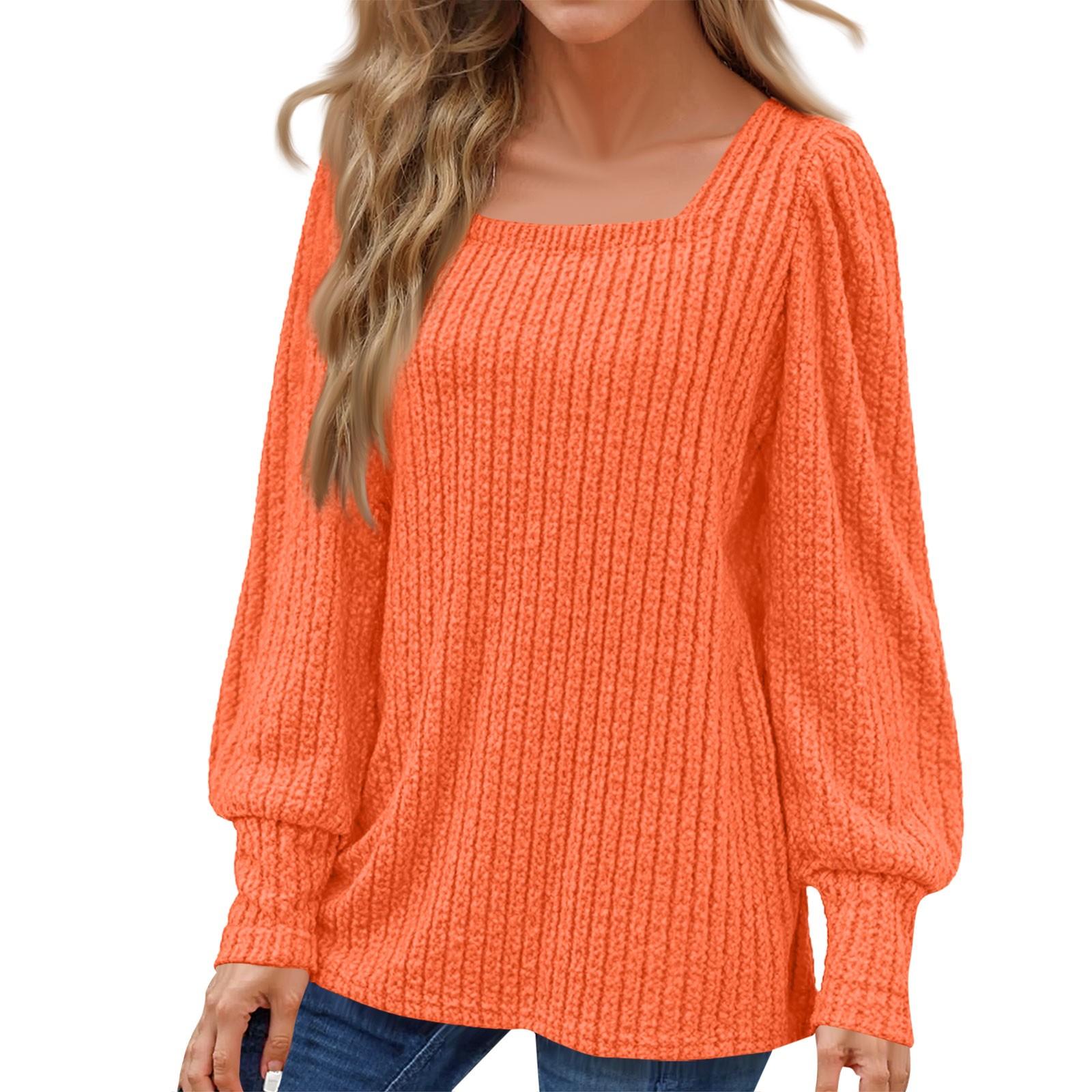 

FashionSweaters Для женщин Легкие свободные топы-туники с квадратным вырезом и рукавами-фонариками XXL оранжевый