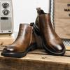 Fashion 2025 Winter Genuine Leather Shoes Mens Fashion Chelsea Boots Warm Plush British Style Cow Leather Brand Male Footwear D560